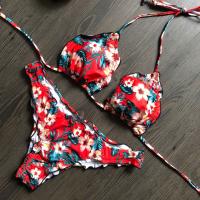 Polyamide Bikini Afgedrukt Rode Instellen