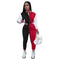 Polyester Women Casual Set & two piece Pants & top patchwork Set
