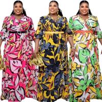 Polyester Plus Size One-piece Dress & loose printed PC