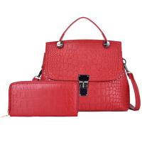 PU Leather Handbag attached with hanging strap & waterproof crocodile grain PC