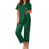 Polyester Women Pajama Set flexible & two piece Solid PC