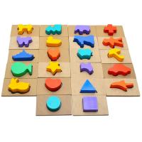 De madera Puzzle a juego de geometría de madera para niños,  Caja