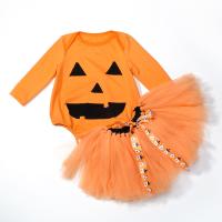Cotton Baby Clothes Set Halloween Design & two piece skirt & teddy orange Set