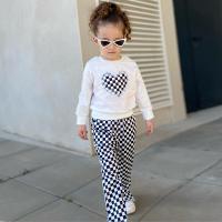 Polyester Girl Clothes Set & two piece Pants & top heart pattern white Set