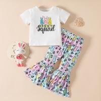 Polyester Girl Clothes Set & two piece Pants & top printed Set