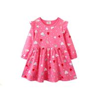 Polyester Girl One-piece Dress & loose printed heart pattern PC