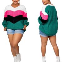 Polyester Women Sweater & loose knitted mixed colors PC