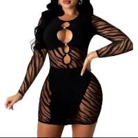 Polyester Slim Sexy Package Hip Dresses & hollow PC