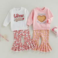 Polyester Girl Clothes Set & two piece Sweatshirt & Pants printed letter Set