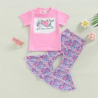 Polyester Girl Clothes Set & two piece Pants & top printed Set