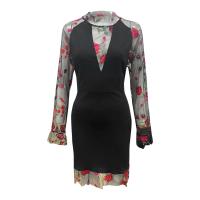 Polyester Sexy Package Hip Dresses Polyester embroidered Solid PC