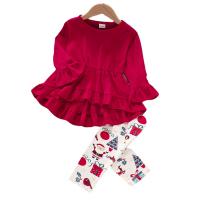 Polyester Girl Clothes Set christmas design printed Others red PC