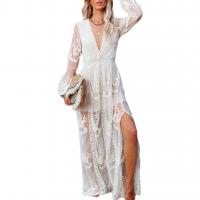 Polyester long style One-piece Dress deep V Cotton printed Solid PC