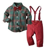 Coton Ensemble de vêtements de garçon Plaid plus de couleurs pour le choix pièce
