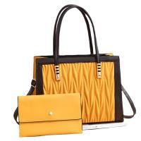PU Leather With Coin Purse Handbag large capacity & soft surface & attached with hanging strap Polyester Cotton Set