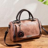 PU Leather Boston Bag Handbag large capacity & soft surface & attached with hanging strap PC
