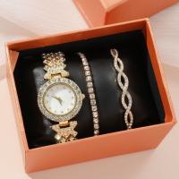 Zinc Alloy Jewelry Set for women & three piece & with rhinestone sealing gold color plated Solid gold Set