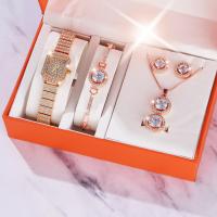 Zinc Alloy Jewelry Set for women & four piece & with rhinestone 304 Stainless Steel plated Solid gold Set