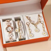 Zinc Alloy Jewelry Set for women & five piece & with rhinestone Solid gold Set