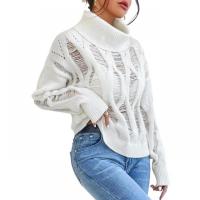 Knitted Women Knitwear see through look & loose & hollow knitted Solid white PC