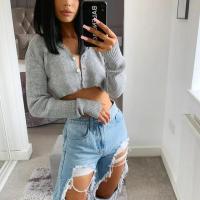 Knitted Slim & Crop Top Women Cardigan backless knitted Solid PC