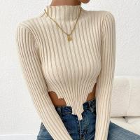 Polyester Slim & Crop Top Women Knitwear knitted Solid Apricot PC