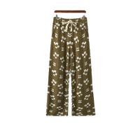 Polyester elastic waist Women Casual Pants loose printed floral : PC