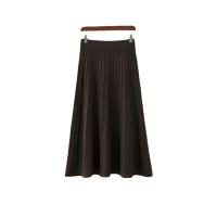 Core-spun Yarn High Waist Skirt fleece & large hem design knitted Solid : PC