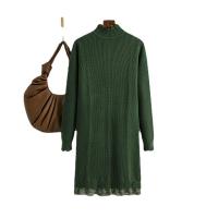 Core-spun Yarn Slim Sweater Dress thermal knitted Solid : PC