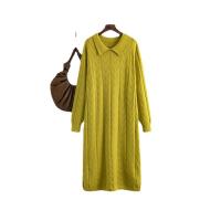 Core-spun Yarn Sweater Dress side slit & loose & thermal knitted Solid : PC