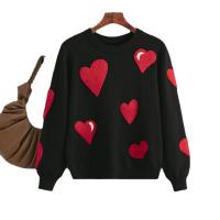 Core-spun Yarn Women Sweater loose & thermal knitted heart pattern : PC