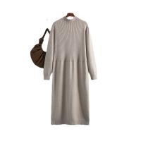 Core-spun Yarn Sweater Dress loose & thermal knitted Solid : PC
