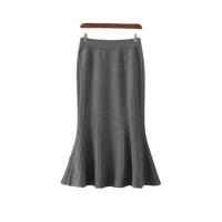 Core-spun Yarn Slim & High Waist Package Hip Skirt thermal knitted Solid : PC