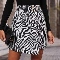 Polyester Skirt irregular & flexible printed leopard white PC