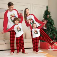 Polyester & Cotton Plus Size Parent-Child Cloth Set christmas design printed Cartoon red Set