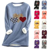 Polyester Plus Size Women Sweatshirts fleece & loose Spandex printed heart pattern PC