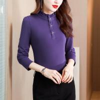 Polyester Slim & Plus Size Women Long Sleeve Blouses knitted Solid PC