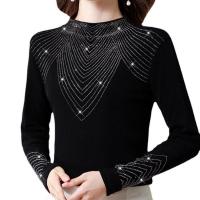 Polyester Slim & Plus Size Women Long Sleeve T-shirt fleece black PC