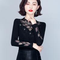 Polyester Slim & Plus Size Women Long Sleeve Blouses black PC