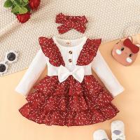 Polyester Baby Skirt & two piece headband & skirt red and white Set