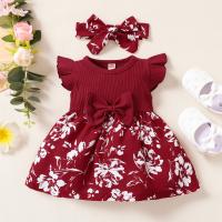 Polyester Baby Skirt & two piece headband & skirt red Set