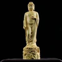 Yellow Poplar Buddha Statue for home decoration carving PC