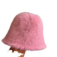 Rabbit Fur Basin Cap thermal & for women plain dyed Solid PC