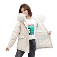 Polyester Women Parkas & thick fleece & thermal patchwork Solid PC