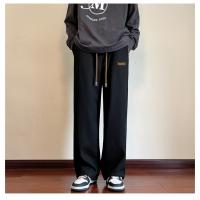Polyester Middle Waist Men Casual Pants & thick fleece & loose Solid PC