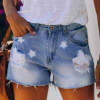 Denim Ripped Women All-Match Shorts printed Others light blue PC