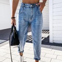 Denim Vrouwen Jeans Gewassen Solide lichtblauw stuk