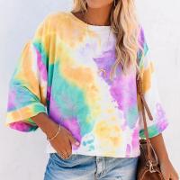 Polyester Women Long Sleeve T-shirt & loose plain dyed multi-colored PC