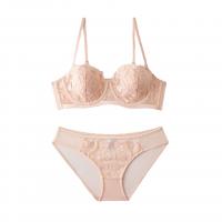 Polyester Push Up Bra and Panties Set plain dyed Solid Set