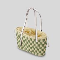 Straw Woven Shoulder Bag soft surface green PC